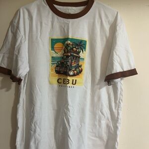 White and Brown Graphic Tshirt